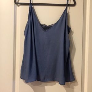 Powder blue silk tank